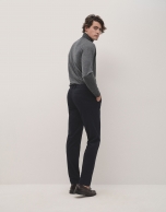 Navy blue blunt knit trousers separate