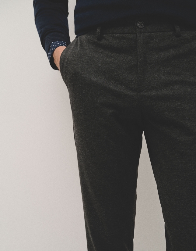 Dark grey blunt knit trousers