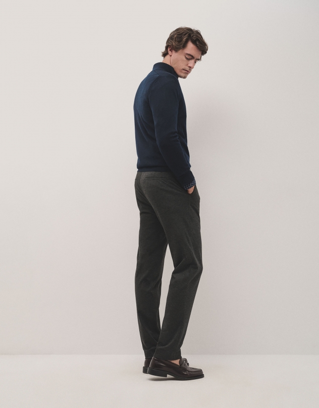 Dark grey blunt knit trousers