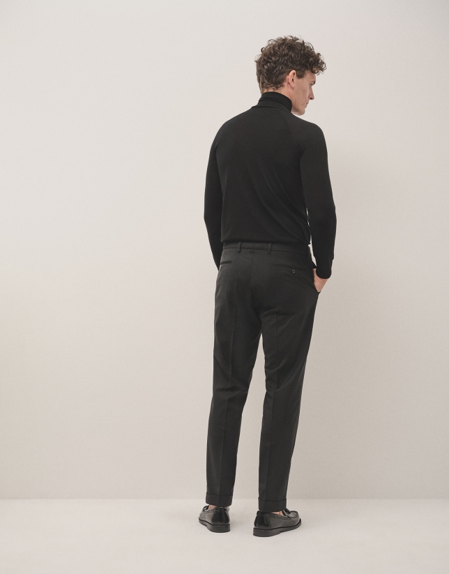 Black dress trousers with turn-up hem