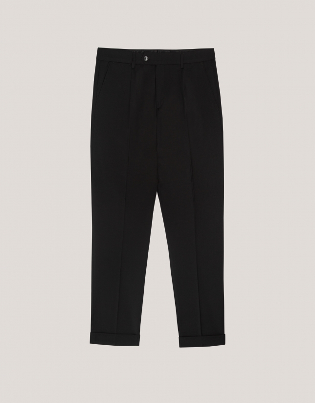 Black dress trousers with turn-up hem