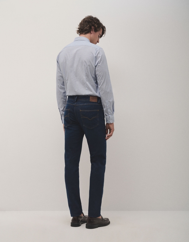 Pantalón denim hombre slim azul oscuro