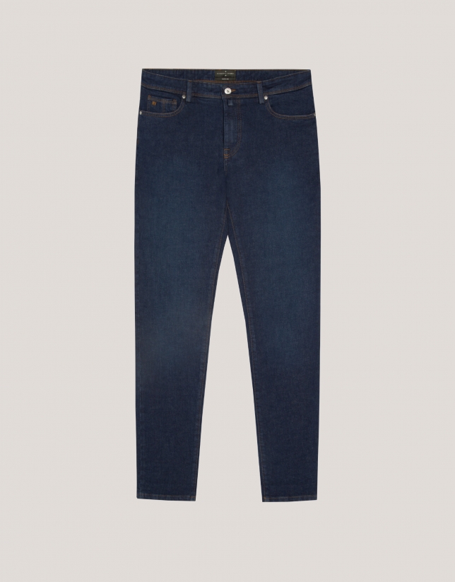 Pantalón denim hombre slim azul oscuro