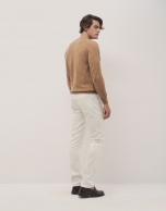 Five pocket dyed twill trousers ecru