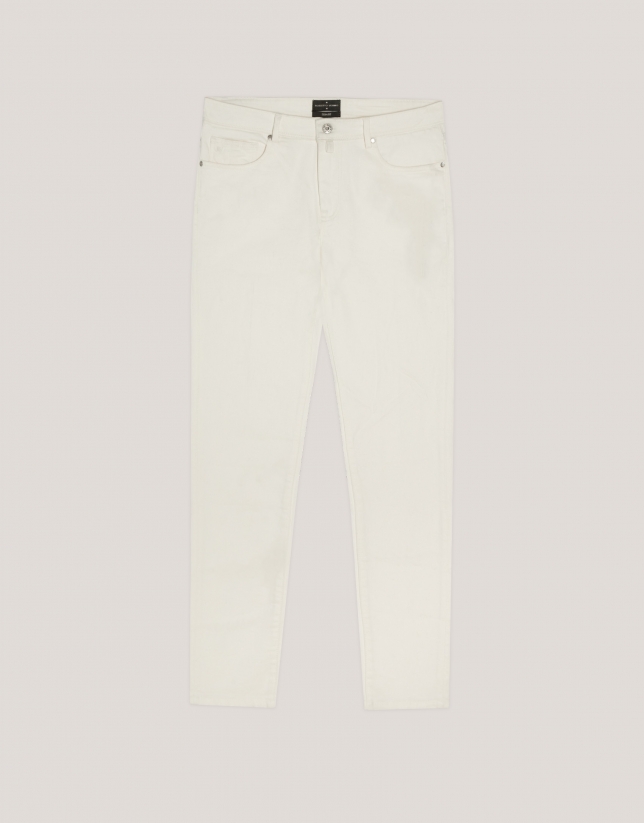 Five pocket dyed twill trousers ecru