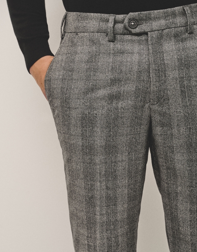 Grey checked wool trousers