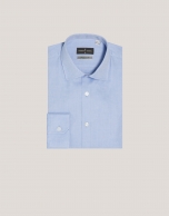 White and blue structured cotton dress shirt