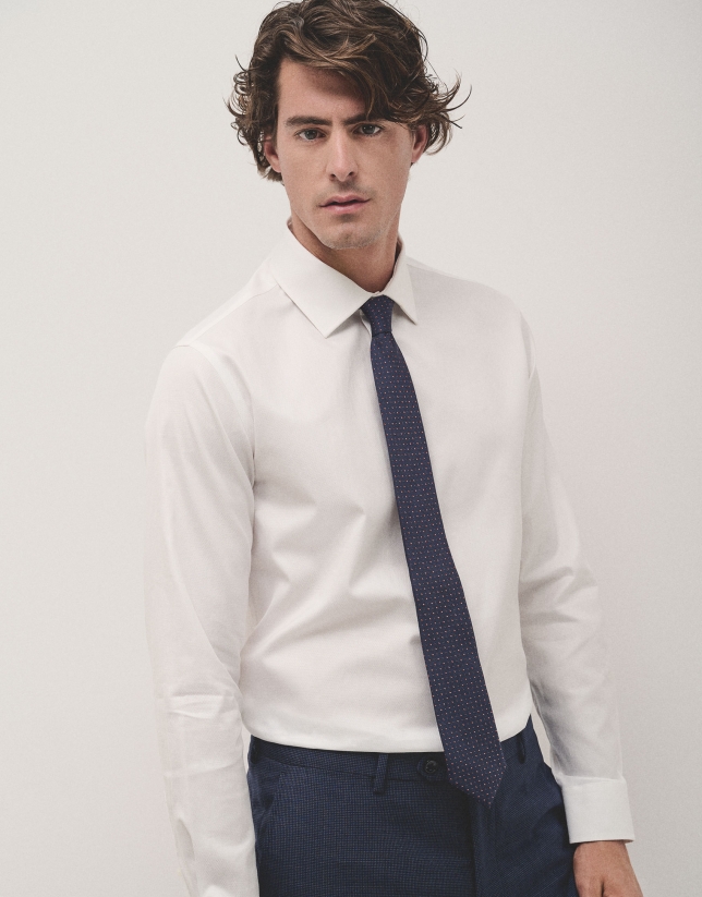 White structured slim fit dress shirt