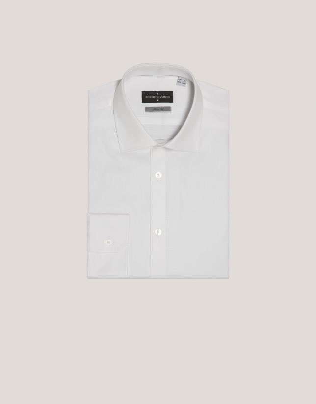 White structured slim fit dress shirt