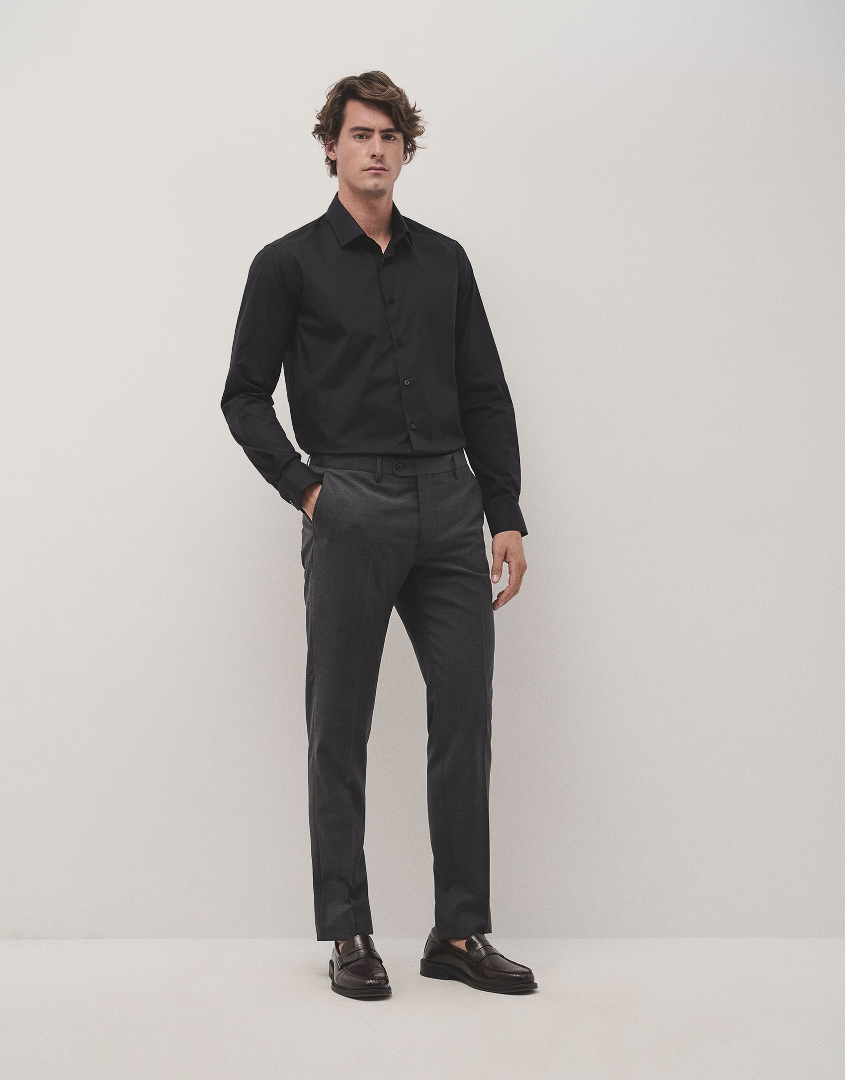 Black slim fit dress shirt