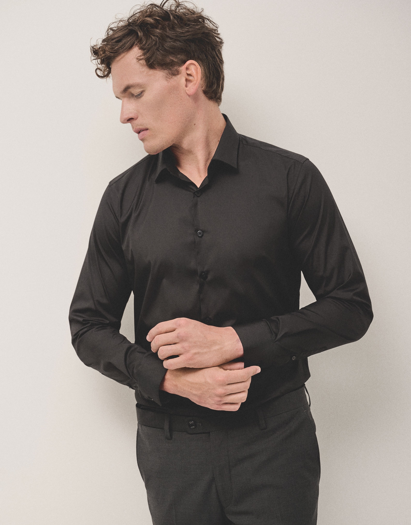 Black slim fit dress shirt