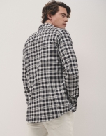 Black and white checked sport shirt