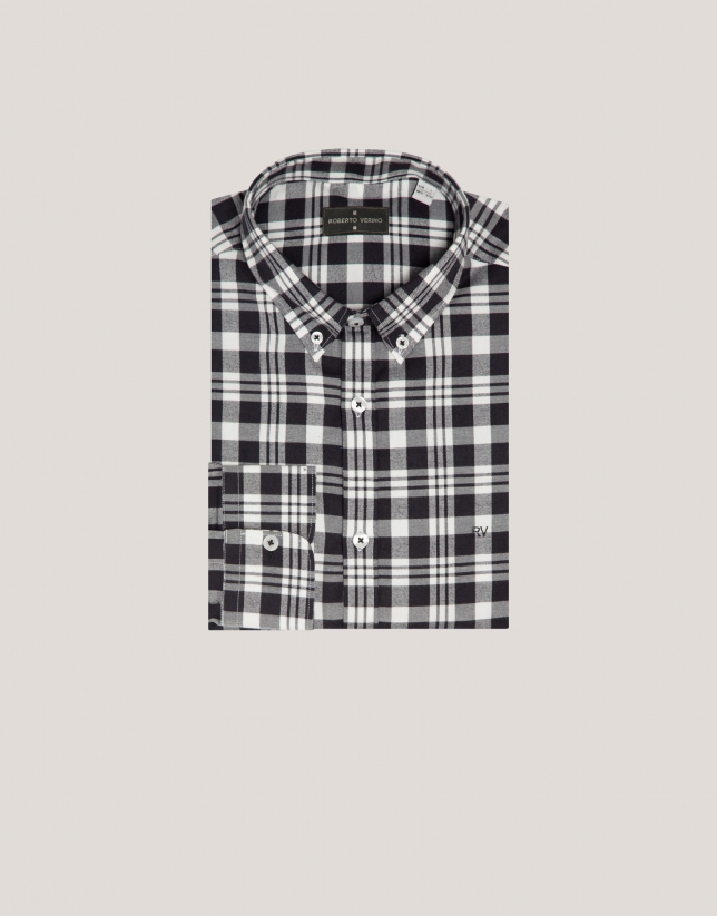 Black and white checked sport shirt