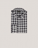 Black and white checked sport shirt