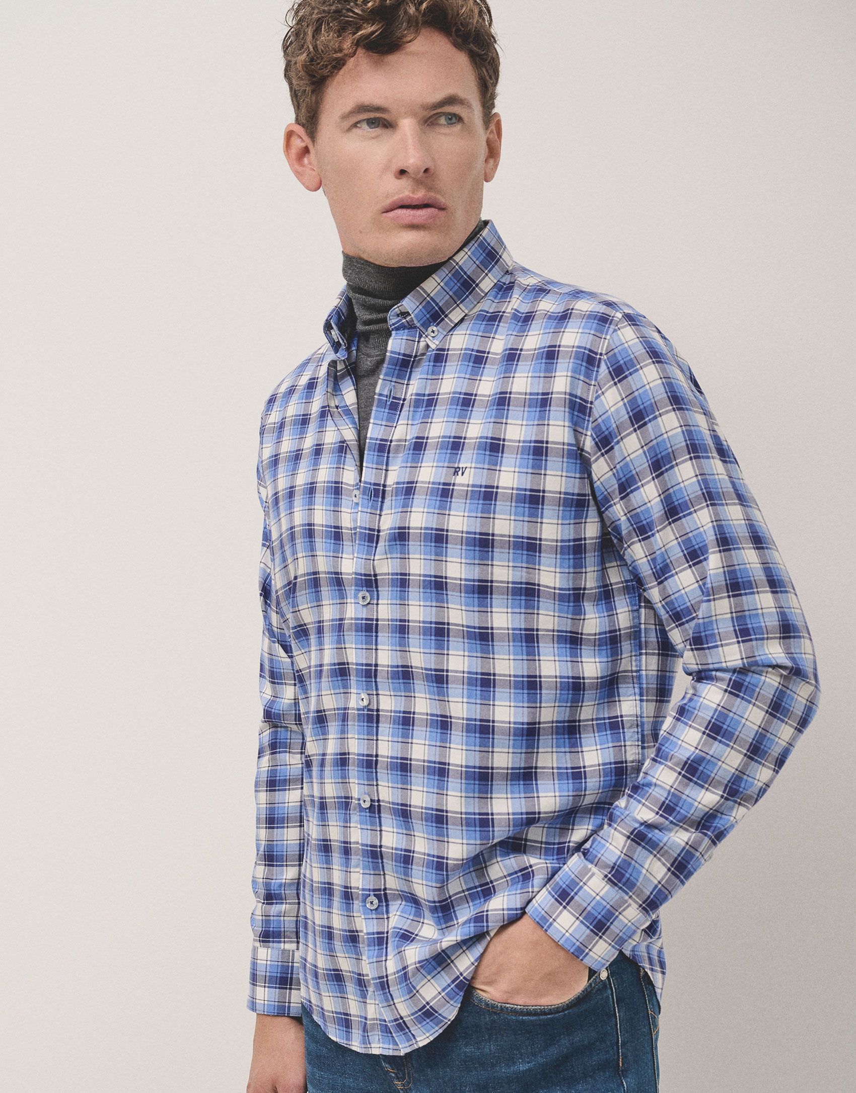 Blue checked sport shirt