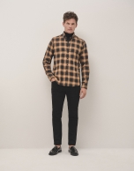 Camel and black checked sport shirt