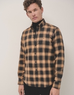 Camel and black checked sport shirt