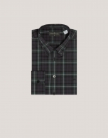 Green, white and brown checked sport shirt