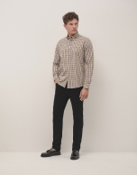 Black and camel checked sport shirt