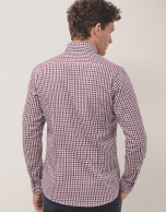 Camisa sport regular cuadros marino y rojo oscuro