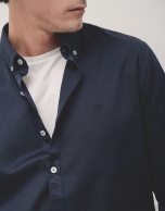 Navy blue dyed cotton sport shirt