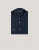 Navy blue dyed cotton sport shirt