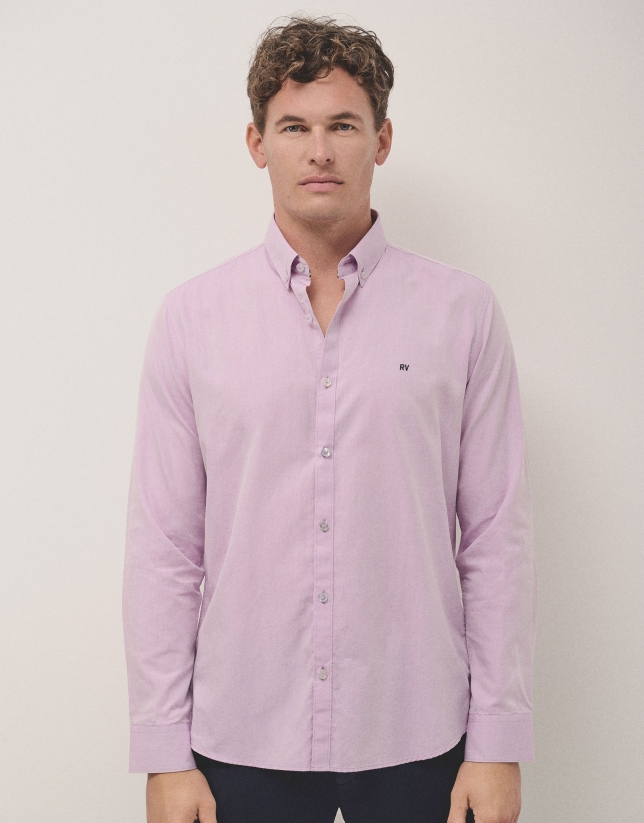 Camisa sport regular oxford malva