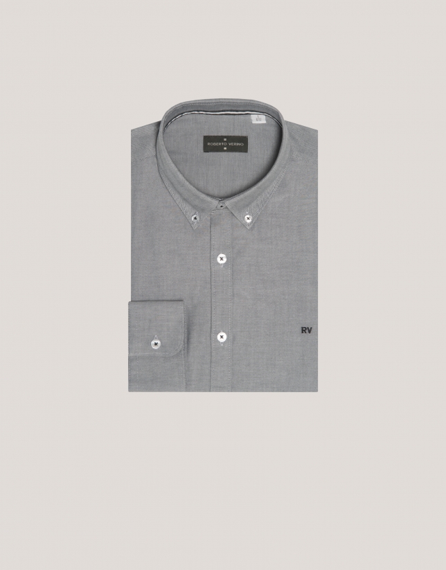 Camisa sport regular oxford gris