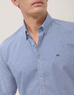 Blue dots print sport slim shirt