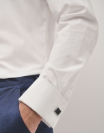 White slim fit dress shirt with twin cuffs