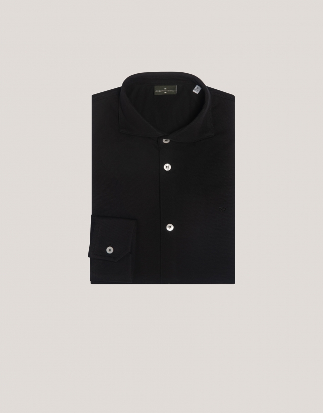 Black piqué sport shirt