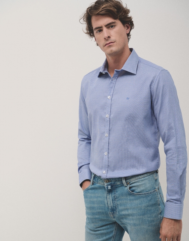 White/blue structured sport shirt