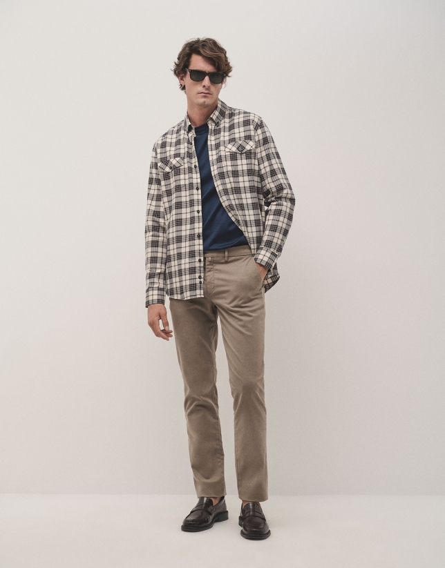 Sport regular fit shirt with blue/vison checked pockets