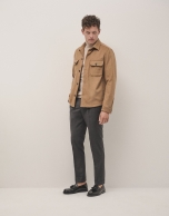 Camel wool overshirt jacket