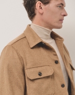 Camel wool overshirt jacket