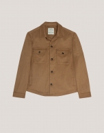 Camel wool overshirt jacket