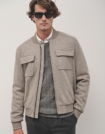 Light mink wool bomber jacket