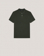 Dyed khaki green short sleeved polo shirt