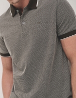 Kakhi and white mercerized jacquard polo shirt