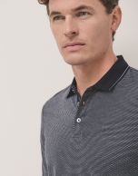 Mercerised jacquard polo shirt in blue tones