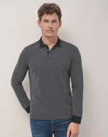 Mercerised jacquard polo shirt in blue tones