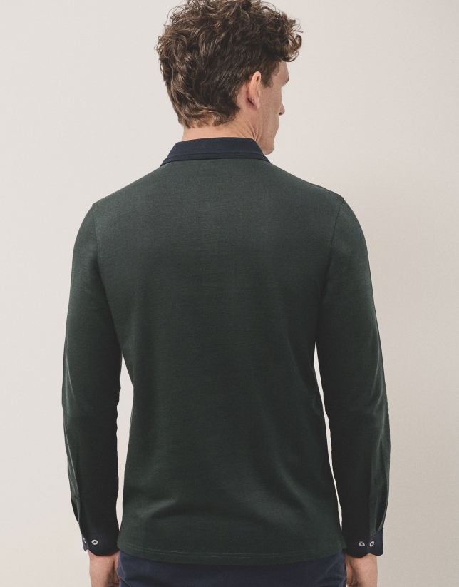 Polo jacquard en verde/marino