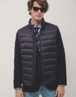 Technical padded waistcoat navy blue mink