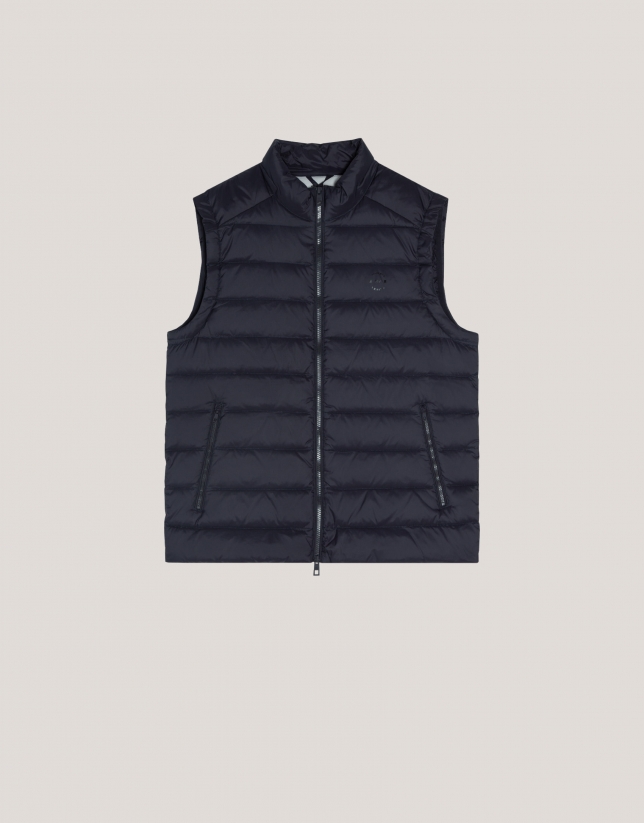 Technical padded waistcoat navy blue mink