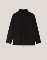 Technical black four-pocket parka