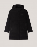 Long black quilted parka