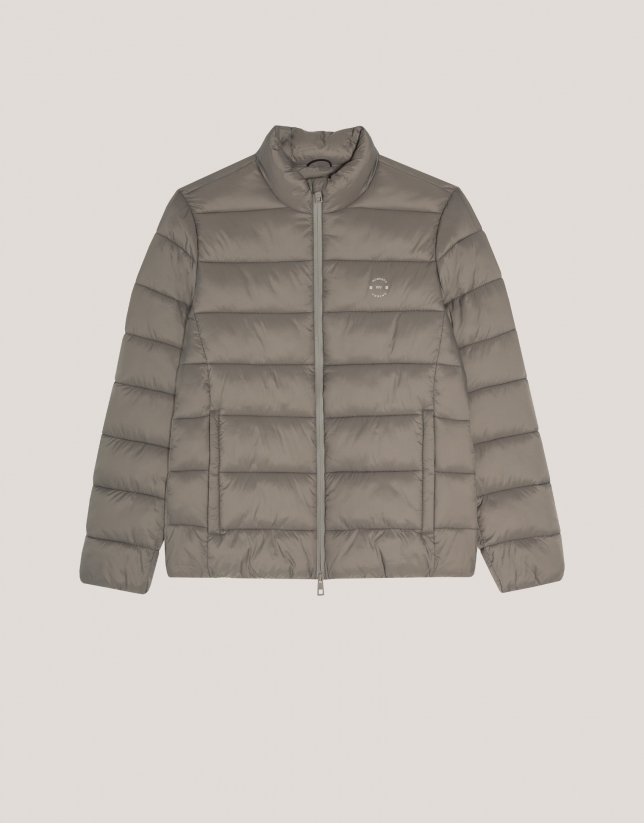 Dark mink quilted technical jacket