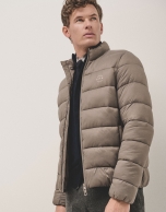 Dark mink quilted technical jacket