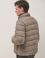 Dark mink quilted technical jacket