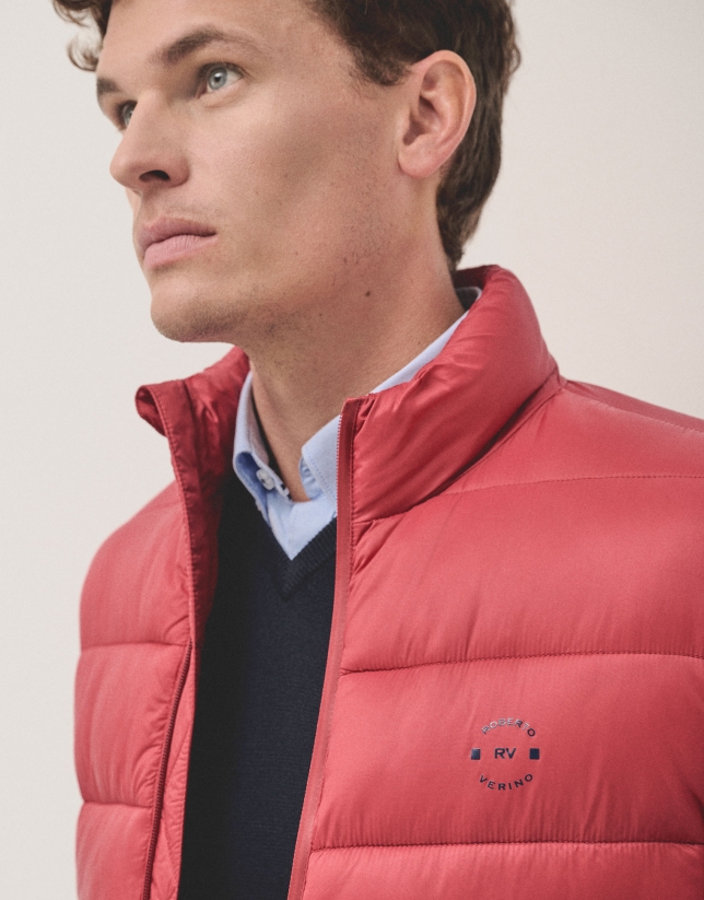 Red quilted technical jacket